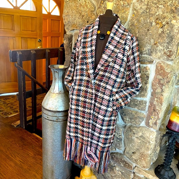 NWT Cabi contemporary trench style wrap coat with fringe - Picture 4 of 11